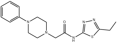 N-(5-ethyl-1,3,4-thiadiazol-2-yl)-2-(4-phenylpiperazin-1-yl)acetamide 化学構造式