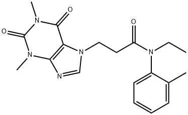 3-(1,3-dimethyl-2,6-dioxopurin-7-yl)-N-ethyl-N-(2-methylphenyl)propanamide 化学構造式