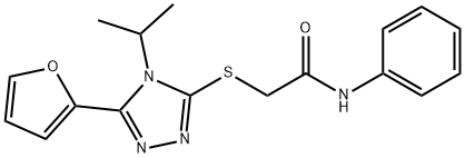 2-[[5-(furan-2-yl)-4-propan-2-yl-1,2,4-triazol-3-yl]sulfanyl]-N-phenylacetamide 化学構造式