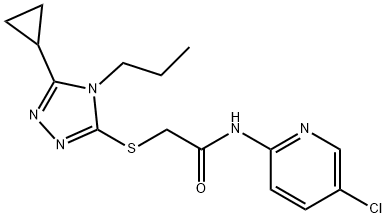 N-(5-chloropyridin-2-yl)-2-[(5-cyclopropyl-4-propyl-1,2,4-triazol-3-yl)sulfanyl]acetamide Struktur