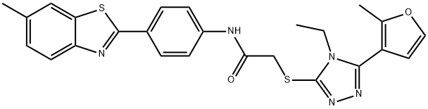 888654-35-1 2-[[4-ethyl-5-(2-methylfuran-3-yl)-1,2,4-triazol-3-yl]sulfanyl]-N-[4-(6-methyl-1,3-benzothiazol-2-yl)phenyl]acetamide