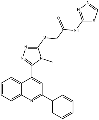 2-[[4-methyl-5-(2-phenylquinolin-4-yl)-1,2,4-triazol-3-yl]sulfanyl]-N-(1,3,4-thiadiazol-2-yl)acetamide Structure