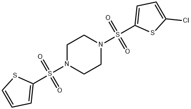 1-(5-chlorothiophen-2-yl)sulfonyl-4-thiophen-2-ylsulfonylpiperazine 化学構造式