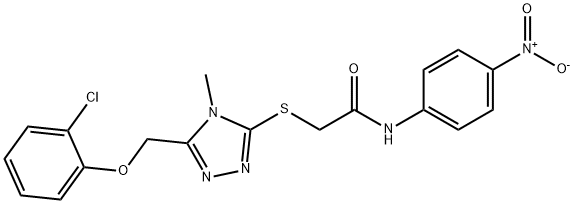 2-[[5-[(2-chlorophenoxy)methyl]-4-methyl-1,2,4-triazol-3-yl]sulfanyl]-N-(4-nitrophenyl)acetamide Struktur