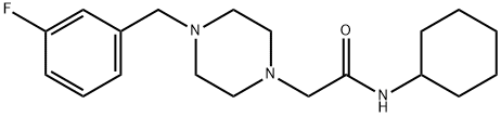 N-cyclohexyl-2-[4-[(3-fluorophenyl)methyl]piperazin-1-yl]acetamide 化学構造式