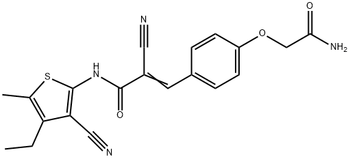 (E)-3-[4-(2-amino-2-oxoethoxy)phenyl]-2-cyano-N-(3-cyano-4-ethyl-5-methylthiophen-2-yl)prop-2-enamide Structure