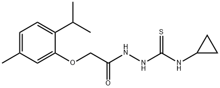 1-cyclopropyl-3-[[2-(5-methyl-2-propan-2-ylphenoxy)acetyl]amino]thiourea Struktur