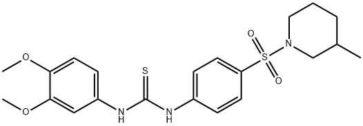 1-(3,4-dimethoxyphenyl)-3-[4-(3-methylpiperidin-1-yl)sulfonylphenyl]thiourea 化学構造式