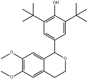 2,6-ditert-butyl-4-(6,7-dimethoxy-3,4-dihydro-1H-isochromen-1-yl)phenol 化学構造式