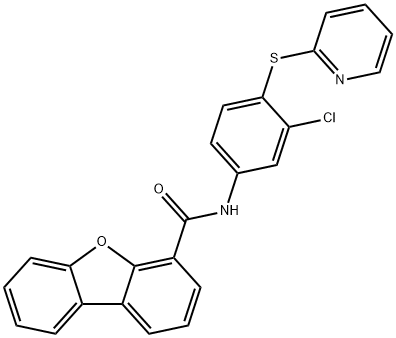 N-(3-chloro-4-pyridin-2-ylsulfanylphenyl)dibenzofuran-4-carboxamide 化学構造式