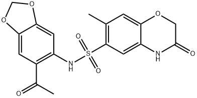 N-(6-acetyl-1,3-benzodioxol-5-yl)-7-methyl-3-oxo-4H-1,4-benzoxazine-6-sulfonamide Struktur