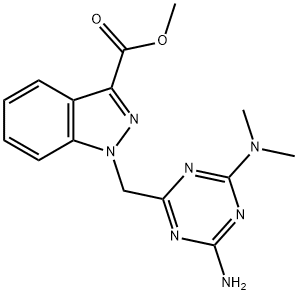 methyl 1-[[4-amino-6-(dimethylamino)-1,3,5-triazin-2-yl]methyl]indazole-3-carboxylate 结构式