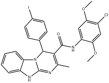 N-(4-chloro-2,5-dimethoxyphenyl)-4-(4-iodophenyl)-2-methyl-1,4-dihydropyrimido[1,2-a]benzimidazole-3-carboxamide Structure