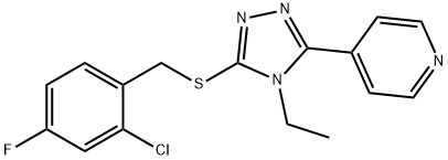 4-[5-[(2-chloro-4-fluorophenyl)methylsulfanyl]-4-ethyl-1,2,4-triazol-3-yl]pyridine Structure