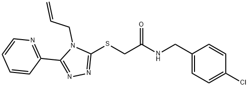 N-[(4-chlorophenyl)methyl]-2-[(4-prop-2-enyl-5-pyridin-2-yl-1,2,4-triazol-3-yl)sulfanyl]acetamide Structure