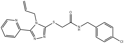 N-[(4-chlorophenyl)methyl]-2-[(4-prop-2-enyl-5-pyridin-2-yl-1,2,4-triazol-3-yl)sulfanyl]acetamide 结构式