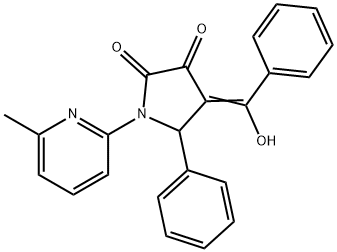 (4E)-4-[hydroxy(phenyl)methylidene]-1-(6-methylpyridin-2-yl)-5-phenylpyrrolidine-2,3-dione 化学構造式