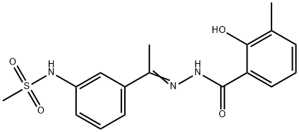 2-hydroxy-N-[(Z)-1-[3-(methanesulfonamido)phenyl]ethylideneamino]-3-methylbenzamide 化学構造式