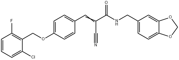 (E)-N-(1,3-benzodioxol-5-ylmethyl)-3-[4-[(2-chloro-6-fluorophenyl)methoxy]phenyl]-2-cyanoprop-2-enamide,897101-91-6,结构式