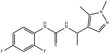 1-(2,4-difluorophenyl)-3-[1-(1,5-dimethylpyrazol-4-yl)ethyl]thiourea Struktur