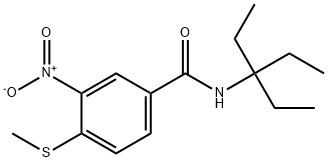 N-(3-ethylpentan-3-yl)-4-methylsulfanyl-3-nitrobenzamide Struktur
