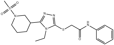 2-[[4-ethyl-5-(1-methylsulfonylpiperidin-3-yl)-1,2,4-triazol-3-yl]sulfanyl]-N-phenylacetamide Structure