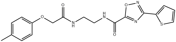 N-[2-[[2-(4-methylphenoxy)acetyl]amino]ethyl]-3-thiophen-2-yl-1,2,4-oxadiazole-5-carboxamide Struktur