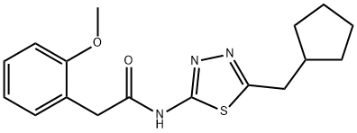 N-[5-(cyclopentylmethyl)-1,3,4-thiadiazol-2-yl]-2-(2-methoxyphenyl)acetamide 化学構造式