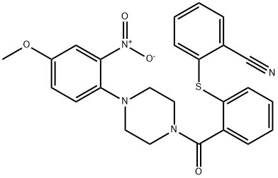 2-[2-[4-(4-methoxy-2-nitrophenyl)piperazine-1-carbonyl]phenyl]sulfanylbenzonitrile|