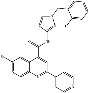 6-bromo-N-[1-[(2-fluorophenyl)methyl]pyrazol-3-yl]-2-pyridin-4-ylquinoline-4-carboxamide Structure