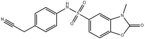 N-[4-(cyanomethyl)phenyl]-3-methyl-2-oxo-1,3-benzoxazole-5-sulfonamide 化学構造式