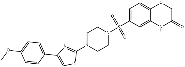 6-[4-[4-(4-methoxyphenyl)-1,3-thiazol-2-yl]piperazin-1-yl]sulfonyl-4H-1,4-benzoxazin-3-one 化学構造式