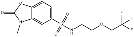 3-methyl-2-oxo-N-[2-(2,2,2-trifluoroethoxy)ethyl]-1,3-benzoxazole-5-sulfonamide 化学構造式