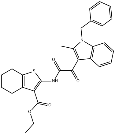 ethyl 2-[[2-(1-benzyl-2-methylindol-3-yl)-2-oxoacetyl]amino]-4,5,6,7-tetrahydro-1-benzothiophene-3-carboxylate Structure