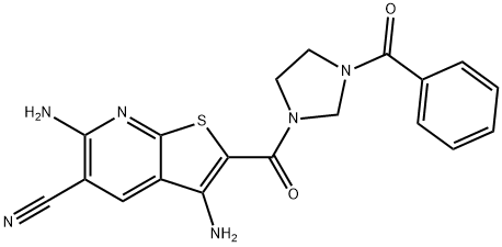 3,6-diamino-2-(3-benzoylimidazolidine-1-carbonyl)thieno[2,3-b]pyridine-5-carbonitrile 结构式