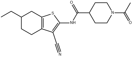 1-acetyl-N-(3-cyano-6-ethyl-4,5,6,7-tetrahydro-1-benzothiophen-2-yl)piperidine-4-carboxamide Structure
