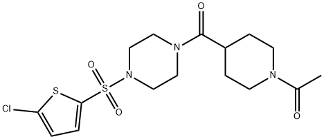 1-[4-[4-(5-chlorothiophen-2-yl)sulfonylpiperazine-1-carbonyl]piperidin-1-yl]ethanone 结构式