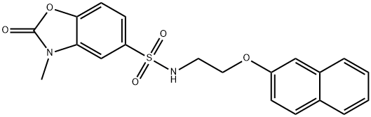 3-methyl-N-(2-naphthalen-2-yloxyethyl)-2-oxo-1,3-benzoxazole-5-sulfonamide 结构式