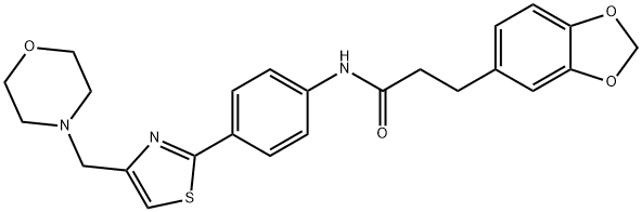 3-(1,3-benzodioxol-5-yl)-N-[4-[4-(morpholin-4-ylmethyl)-1,3-thiazol-2-yl]phenyl]propanamide,924834-81-1,结构式