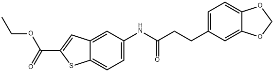 ethyl 5-[3-(1,3-benzodioxol-5-yl)propanoylamino]-1-benzothiophene-2-carboxylate,924852-12-0,结构式