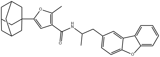 5-(1-adamantyl)-N-(1-dibenzofuran-2-ylpropan-2-yl)-2-methylfuran-3-carboxamide,924852-26-6,结构式