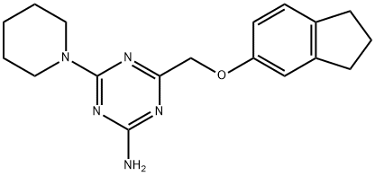 4-(2,3-dihydro-1H-inden-5-yloxymethyl)-6-piperidin-1-yl-1,3,5-triazin-2-amine Structure