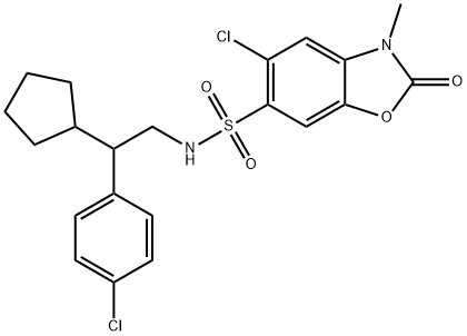 5-chloro-N-[2-(4-chlorophenyl)-2-cyclopentylethyl]-3-methyl-2-oxo-1,3-benzoxazole-6-sulfonamide Structure