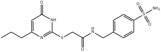 2-[(4-oxo-6-propyl-1H-pyrimidin-2-yl)sulfanyl]-N-[(4-sulfamoylphenyl)methyl]acetamide Struktur