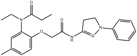 N-ethyl-N-[5-methyl-2-[2-oxo-2-[(2-phenyl-3,4-dihydropyrazol-5-yl)amino]ethoxy]phenyl]propanamide Struktur