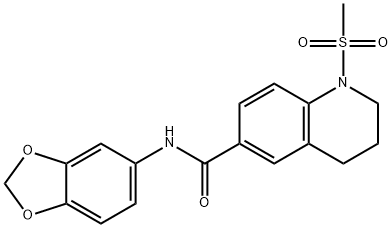 N-(1,3-benzodioxol-5-yl)-1-methylsulfonyl-3,4-dihydro-2H-quinoline-6-carboxamide,928740-22-1,结构式