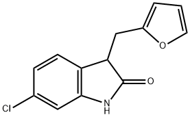 6-chloro-3-(furan-2-ylmethyl)-1,3-dihydroindol-2-one 结构式