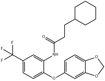N-[2-(1,3-benzodioxol-5-yloxy)-5-(trifluoromethyl)phenyl]-3-cyclohexylpropanamide Struktur