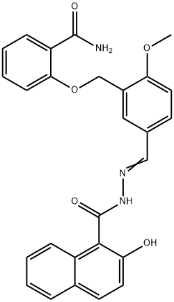 N-[(Z)-[3-[(2-carbamoylphenoxy)methyl]-4-methoxyphenyl]methylideneamino]-2-hydroxynaphthalene-1-carboxamide 结构式