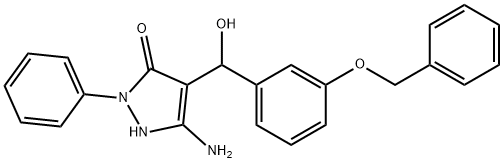 5-amino-4-[hydroxy-(3-phenylmethoxyphenyl)methyl]-2-phenyl-1H-pyrazol-3-one Struktur